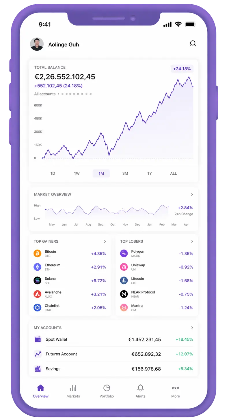 Solvyn Markstead mobile app showing portfolio overview